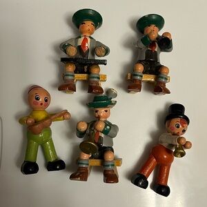Vintage Erzebirge Wooden Mini Ornaments Band Wendt Kuhn Boys Oktoberfest German